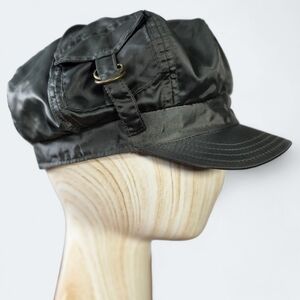 Edge Dark Green Utility Cargo Newsboy Cap – Y2K Techwear Cadet Hat Size 58 cm